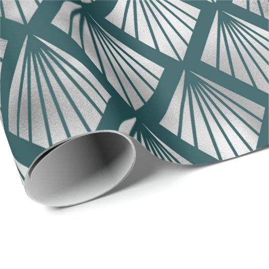 Modernes Silver Aquamarin Elegantes Design Geschenkpapier (Rolleneckpunkt)