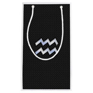 Modernes Silver Aquarius Zodiac-Zeichen auf Schlan Kleine Geschenktüte