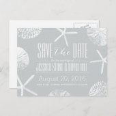 Modernes Silver Beach Theme - Save the Date Ankündigungspostkarte (Vorne/Hinten)