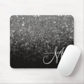Modernes Silver & Black Glitzer Ombre Monogram Mousepad (Mit Mouse)
