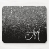 Modernes Silver & Black Glitzer Ombre Monogram Mousepad (Vorne)