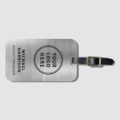 Modernes Silver Business-Logo Gepäckanhänger (Vorderseite (Horizontal))