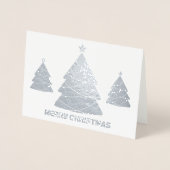 Modernes Silver Christmas Tree Holiday Foto Folienkarte (Vorderseite)