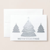 Modernes Silver Christmas Tree Holiday Foto Folienkarte (Vorderseite mit Umschlag)
