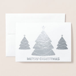 Modernes Silver Christmas Tree Holiday Foto Folienkarte