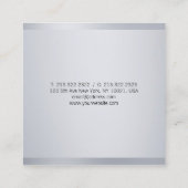 Modernes Silver Elegantes handgeschriebenes Skript Quadratische Visitenkarte (Rückseite)