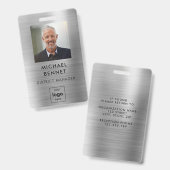 Modernes Silver Employee Foto ID Ausweis (Vorder- & Rückseite)