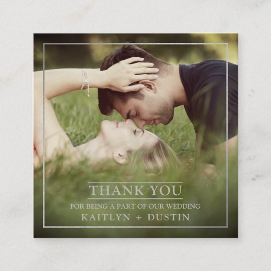 Modernes Silver Foil Foto Vielen Dank Begleitkarte (Vorderseite)