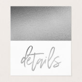 Modernes Silver Foil Script mit Foto Detail Card Visitenkarten (Außenseite Aufgefaltet)