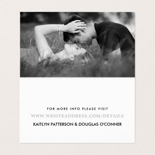 Modernes Silver Foil Script mit Foto Detail Card Visitenkarten (Innenseite Aufgefaltet)