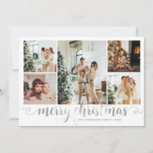 Modernes Silver Frohe Weihnachten Herz Script 5 Fo (Vorderseite)