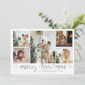 Modernes Silver Frohe Weihnachten Herz Script 5 Fo (Stehend Vorderseite)