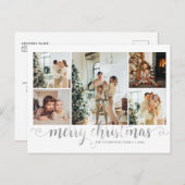 Modernes Silver Frohe Weihnachten Herz Script 5 Fo (Vorne/Hinten)