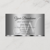 Modernes Silver Glamour mit Initials Stilvoll Visitenkarte (Rückseite)