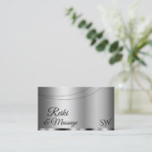 Modernes Silver Glamour mit Initials Stilvoll Visitenkarte (Stehend Vorderseite)