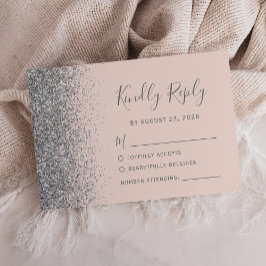 Modernes Silver Glitzer Edge Blush Pink RSVP Karte