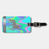 Modernes Silver Glitzer Einhorn, holografisch Gepäckanhänger (Vorderseite horizontal)