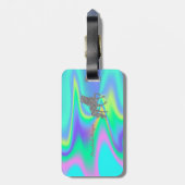 Modernes Silver Glitzer Einhorn, holografisch Gepäckanhänger (Rückseite vertikal)