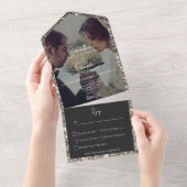 Modernes Silver Glitzer Foto Dinner All In One Einladung (Abreißen)