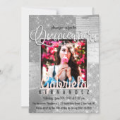 Modernes Silver Glitzer Foto Quinceañera Magneteinladung (Vorderseite)