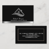 Modernes Silver Glitzer House Roof Brush Black Visitenkarte (Vorne/Hinten)