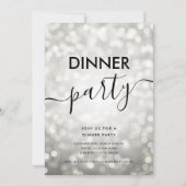 Modernes Silver Glitzer Lights Dinner Party Einladung (Vorderseite)
