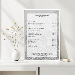 Modernes Silver Glitzer Salon Price List Poster