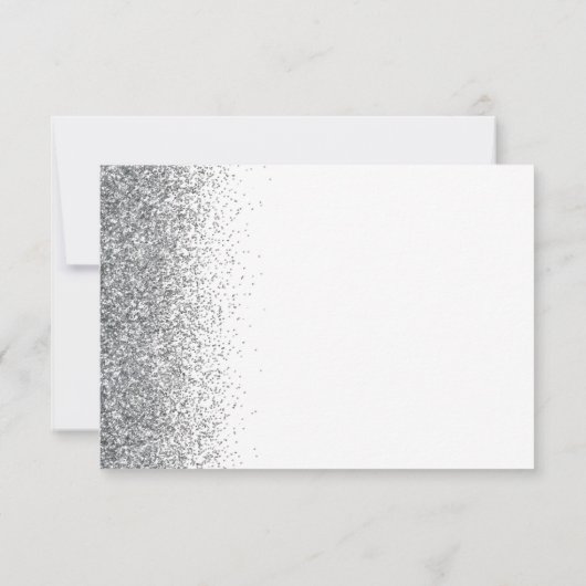 Modernes Silver Glitzer Script White RSVP Karte (Rückseite)