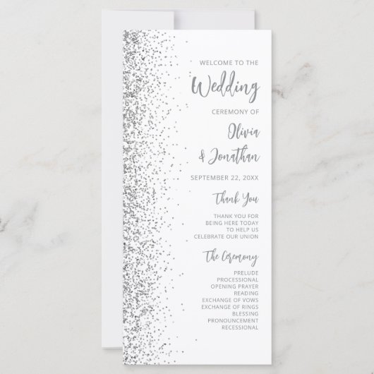 Modernes Silver Glitzer Script White Wedding (Vorderseite)