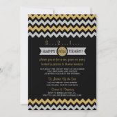 Modernes Silver & Gold Zickzack Silvester Party Einladung (Vorderseite)