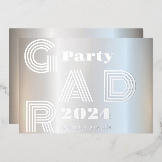 MODERNES SILVER GRAD-PARTY FOLIENEINLADUNG (Vorderseite/Rückseite)