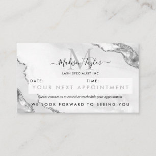 Modernes Silver Gray Glitzer Agate Marble Monogram Terminkarte