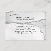 Modernes Silver Gray Glitzer Marble Agate Monogram Visitenkarte (Rückseite)
