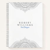 Modernes Silver-Gray Mandala Notizblock (Vorderseite)