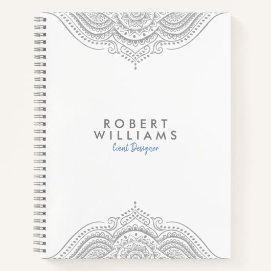 Modernes Silver-Gray Mandala Notizblock (Vorderseite)