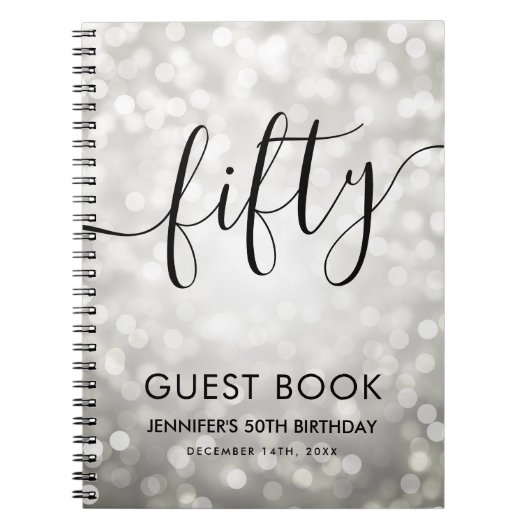 Modernes Silver Lights 50. Geburtstag GÄSTEBUCH Notizblock (Vorderseite)