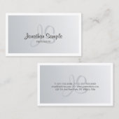 Modernes Silver Look Chic Mit Monogramm Schlicht T Visitenkarte (Vorne/Hinten)