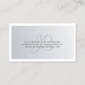 Modernes Silver Look Chic Mit Monogramm Schlicht T Visitenkarte (Rückseite)