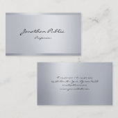 Modernes Silver Look Elegantes handgeschriebenes S Visitenkarte (Vorne/Hinten)