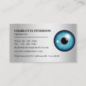 Modernes Silver Metal & Eyeball Optometriker Visitenkarte (Vorderseite)