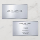 Modernes Silver Metallic Look Einfache Coole Vorla Visitenkarte (Vorne/Hinten)