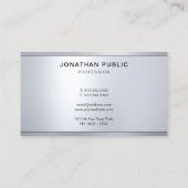 Modernes Silver Metallic Look Einfache Coole Vorla Visitenkarte (Rückseite)