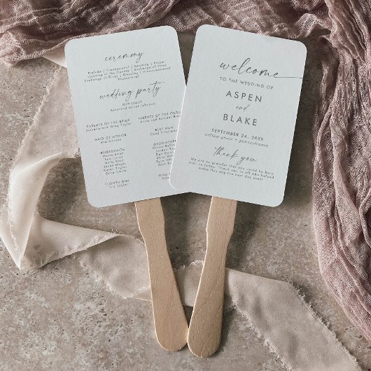 Modernes Silver Script-Hochzeitsprogramm Fächer