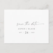 Modernes Silver Script Save the Date horizontal Einladungspostkarte (Vorderseite)