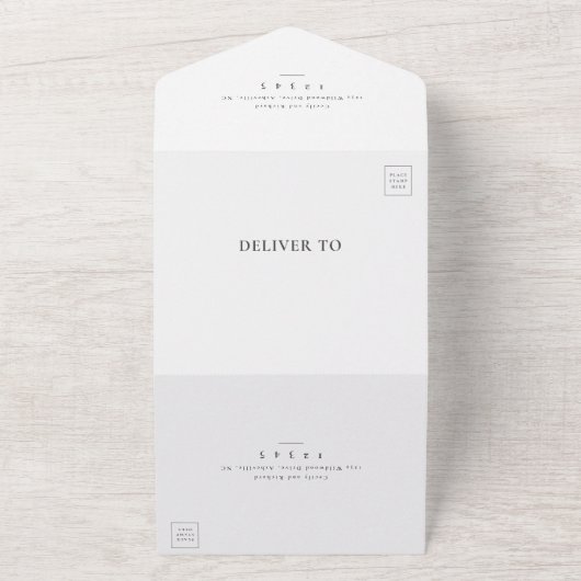 Modernes Silver Script Wedding RSVP All In One Einladung (Außenbereich)