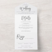 Modernes Silver Script Wedding RSVP All In One Einladung (Innen Boden)