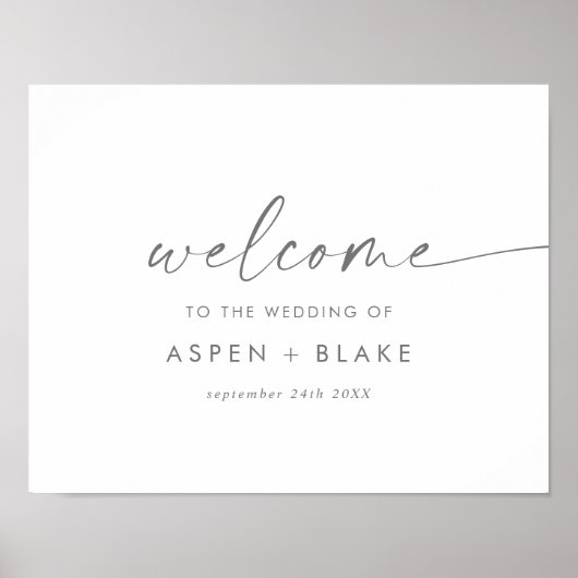 Modernes Silver Script Wedding Welcome Poster (Vorne)