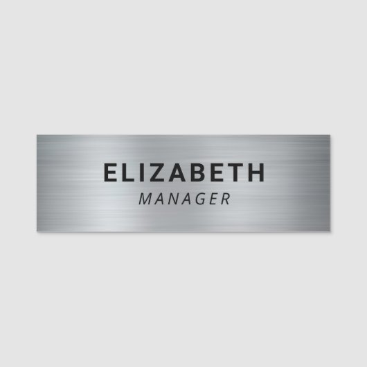 Modernes Silver Simple Namensschild (Vorderseite)