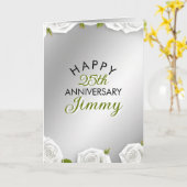 Modernes Silver White Rose Husband 25 Jahre Jubilä Karte (Gelbe Blume)