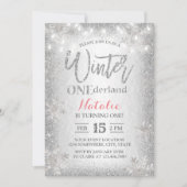 Modernes Silver Winter ONEderland 1. Geburtstag Pa Einladung (Vorderseite)